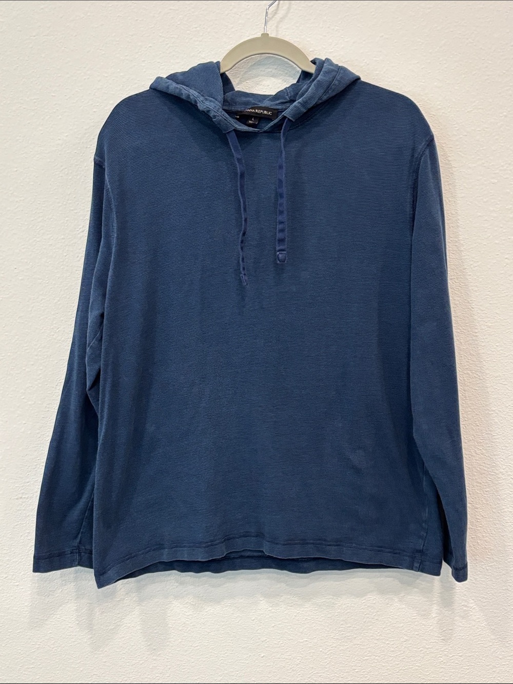 Banana Republic Men's Cotton Navy Blue Hooded Long-Sleeve Pullover Size L